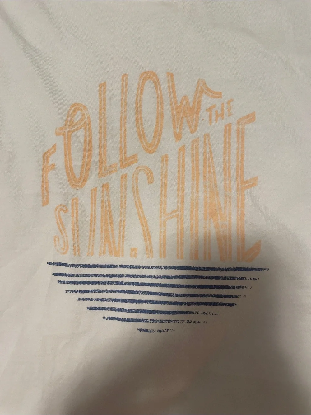 Anthropologie White Tee with Peach Graphic and Navy Accent - Picture 3 of 4